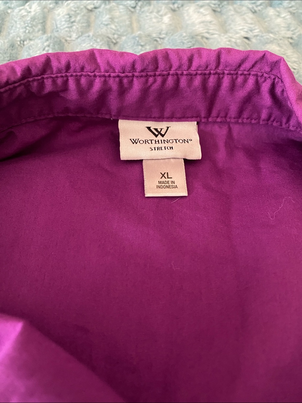 Worthington Stretch Purple Short Sleeve Button Down Blouse Top XL - Picture 5 of 6